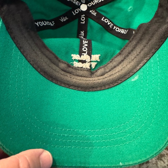 HIGHER VIBES Green Vibe Health Bar Strap Back Baseball Hat Love Yourself - Picture 5 of 5
